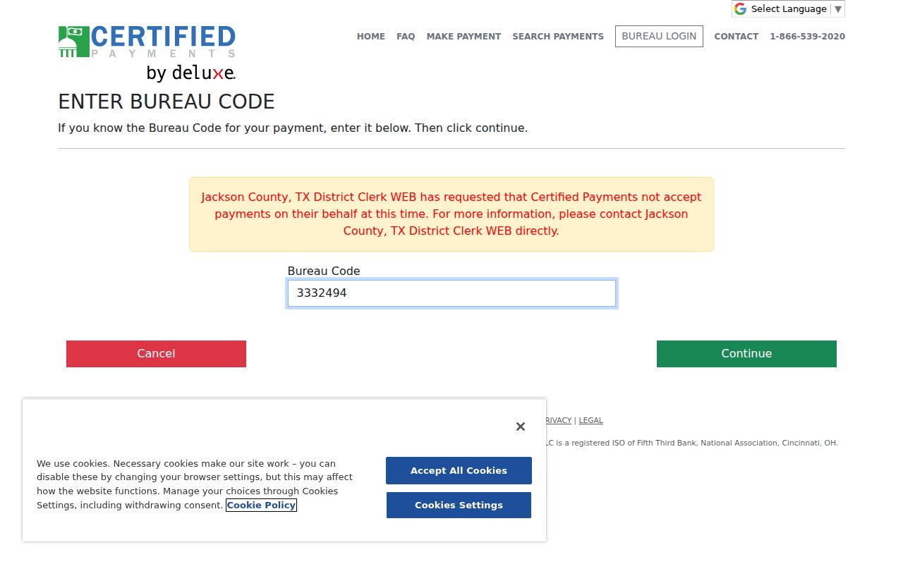 Jackson County traffic warrant research, District Clerk court fee payment link