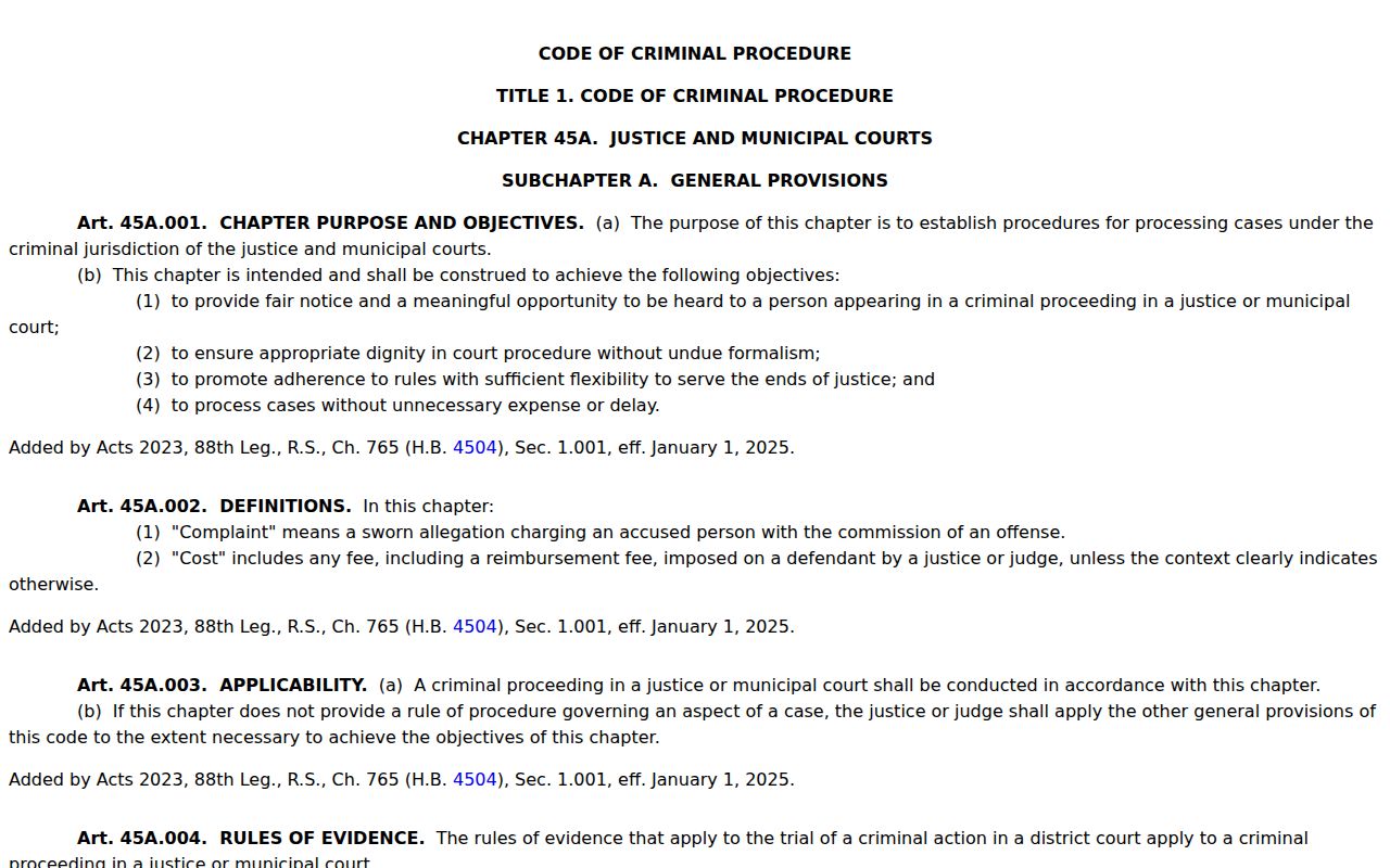 Jackson County bench warrant research, Texas JP and municipal warrant statute