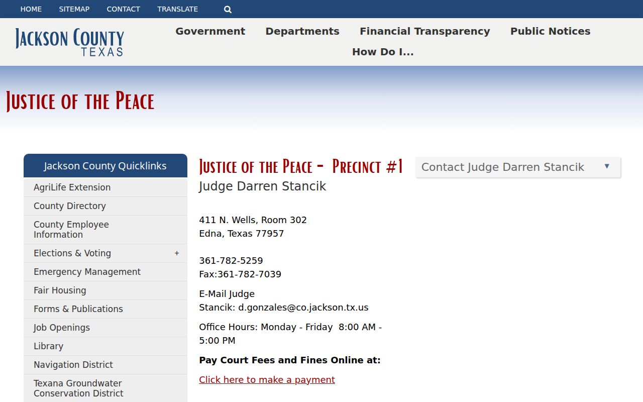 Jackson County bench warrants, Justice of the Peace precinct contacts