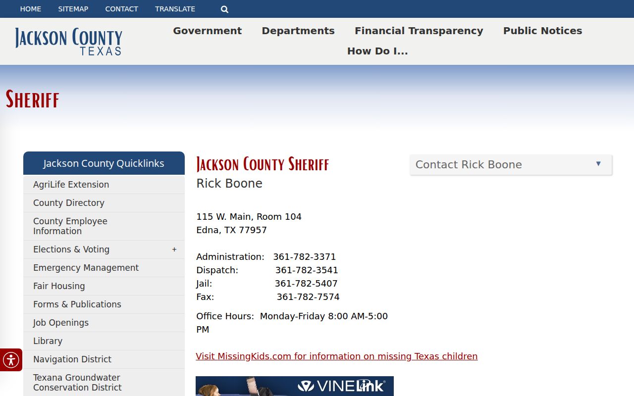 Jackson County active warrant records, official Sheriff contact information